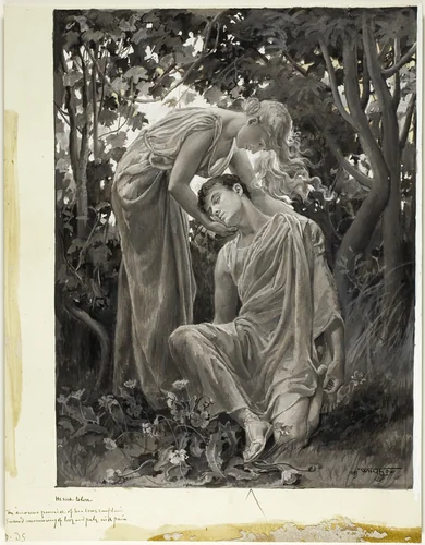 Swooned Murmuring of Love, and Pale with Pain by Will Hicock Low, drawing, 1885