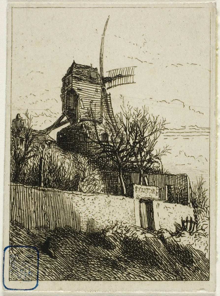 Little Mill at Montmartre by Charles-Émile Jacque, print, 1842