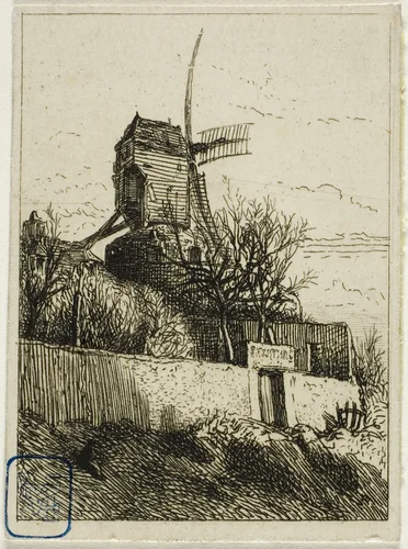 Little Mill at Montmartre by Charles-Émile Jacque, print, 1842