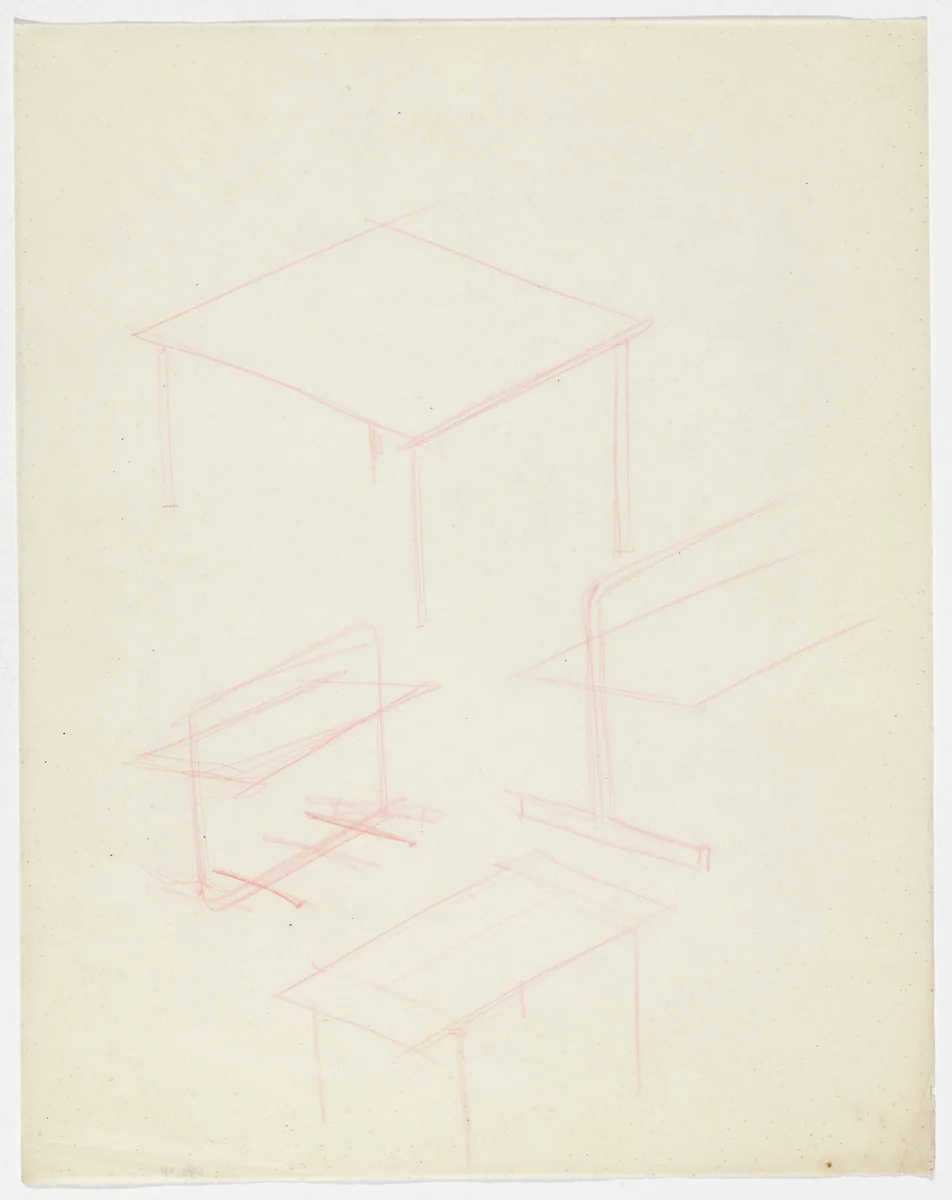 Tables (Perspective sketches) by Ludwig Mies van der Rohe, mies van der rohe archive, 1926
