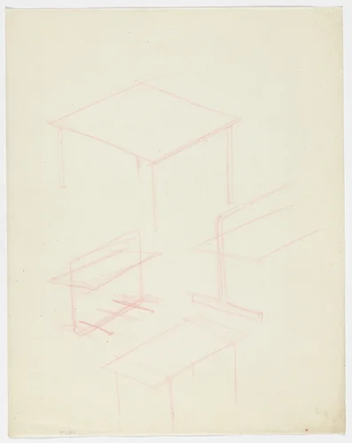 Tables (Perspective sketches) by Ludwig Mies van der Rohe, mies van der rohe archive, 1926