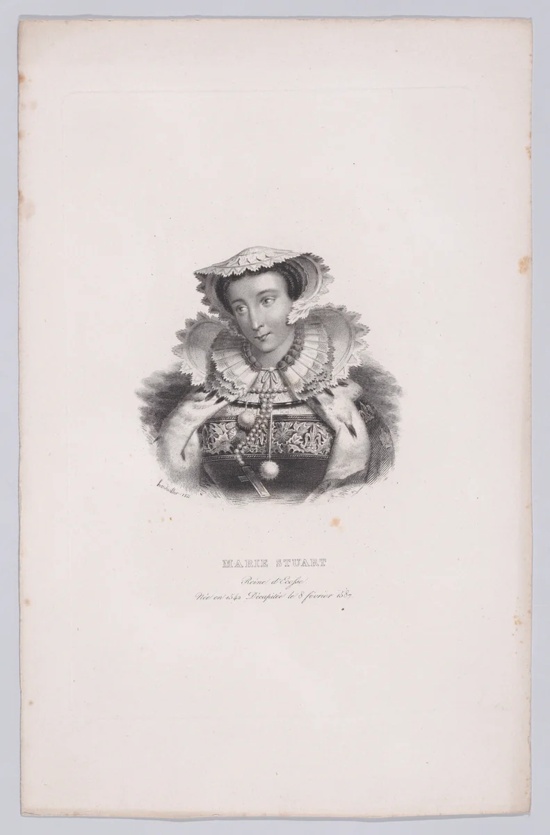Mary, Queen of Scots by Charles Achile d'Hardivillier, print, 1833