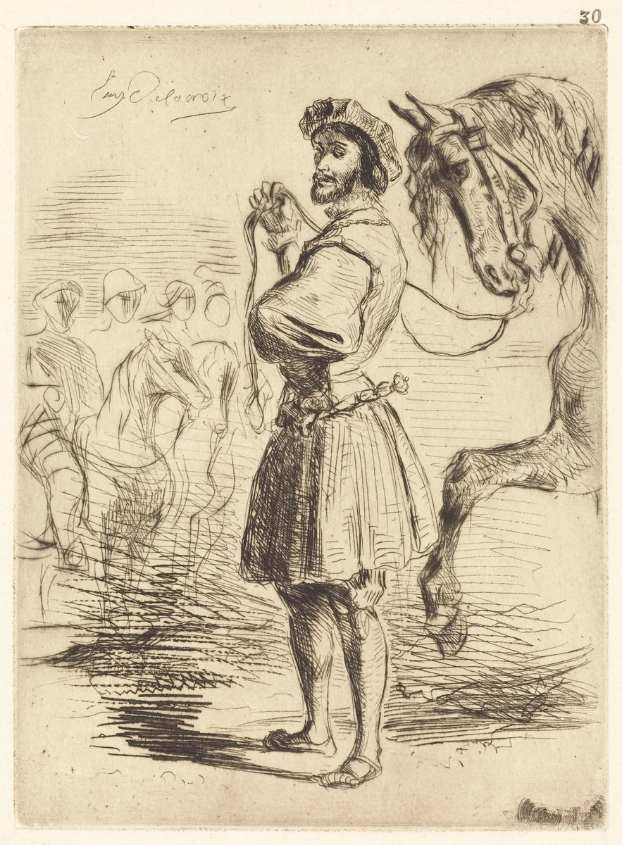A Lord from the Period of Francis I (Un Seigneur de temps de François Ier) by Eugène Delacroix, print, 1833