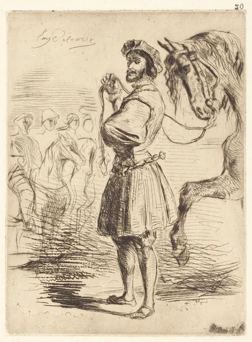 A Lord from the Period of Francis I (Un Seigneur de temps de François Ier) by Eugène Delacroix, print, 1833