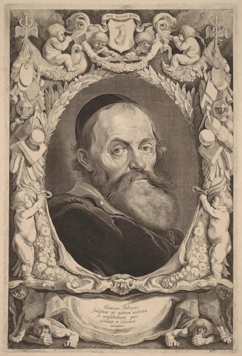 Hendrick Goltzius by Jonas Suyderhoff; Pieter Claesz Soutman, print, 1613-1686