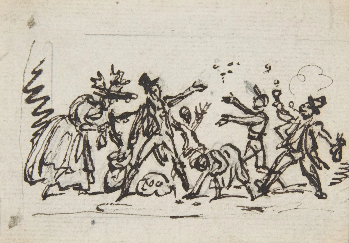 A group of figures by George Cruikshank, drawing, 1848-1852