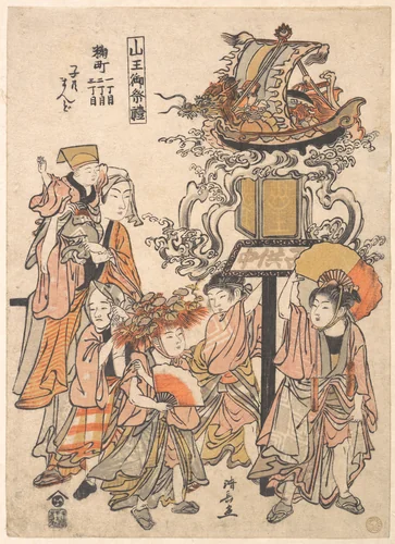 Childrens' Lantern Float, Kojimachi 1,2, 3-chome Block Association, Sanno Festival by Torii Kiyonaga (鳥居清長), print, 1771-1790