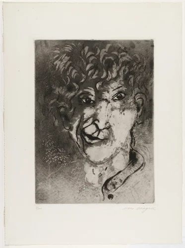 Self Portrait with Grimace by Marc Chagall, print, 1924