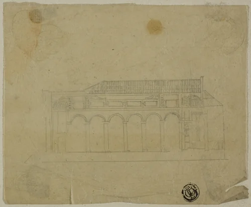 Cross-Section of Basilica by Unknown Artist, drawing, 1800-1899