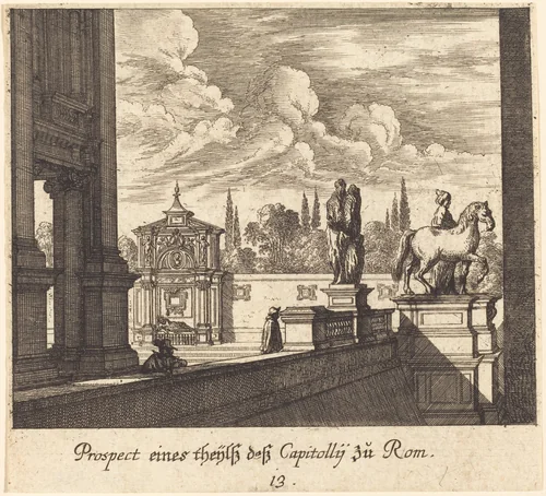 Capitoline, Rome by Melchior Küsel; Johann Wilhelm Baur, print, 1681