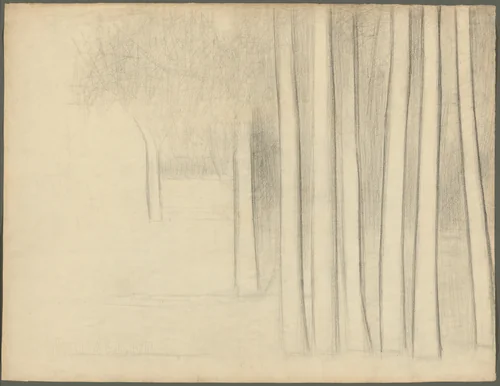 Tree Trunks (study for La Grande Jatte) by Georges Seurat, drawing, 1884
