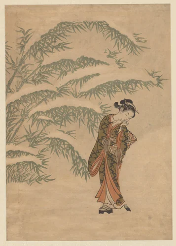 Meisje en sneeuwbal by Suzuki Harunobu (鈴木春信), print, 1763-1767