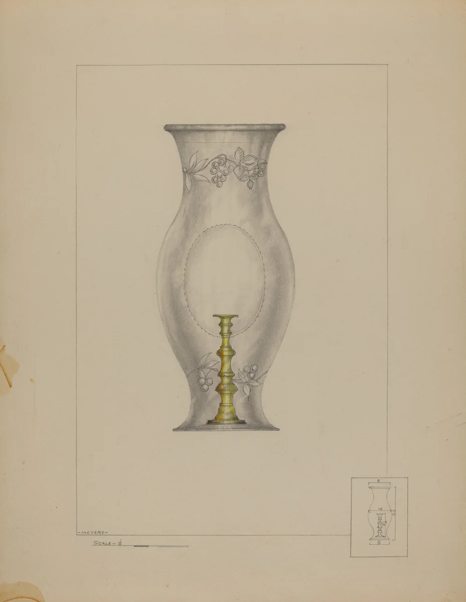 Hurricane Shade and Candlestick by Henry Meyers, index of american design, 1937