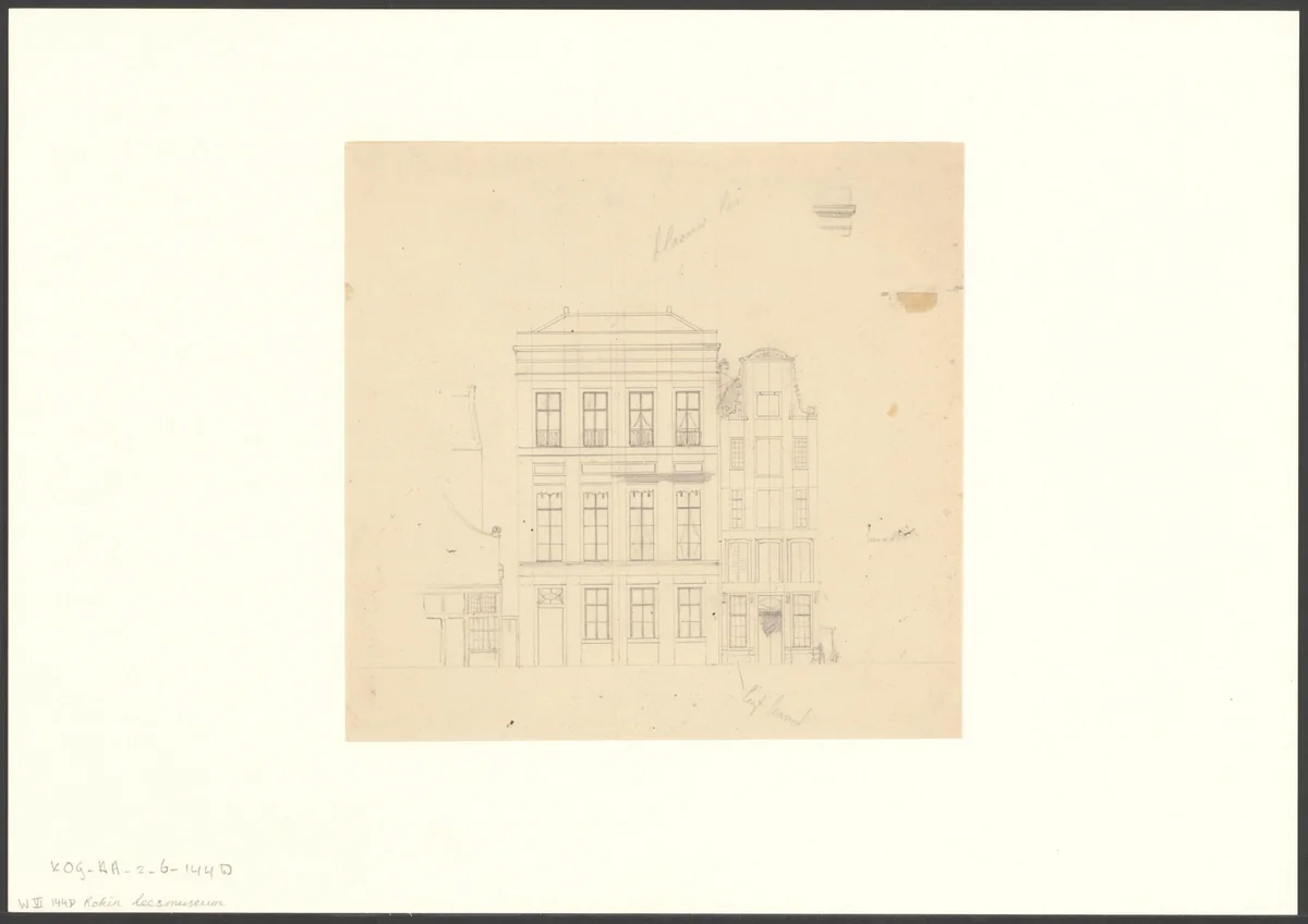 Gevel van Rokin 102 by anonymous, drawing, 1800-1899