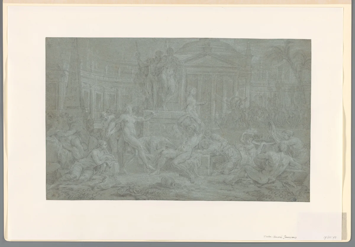 Bacchanaal by Victor Honoré Janssens, drawing, 1668-1736