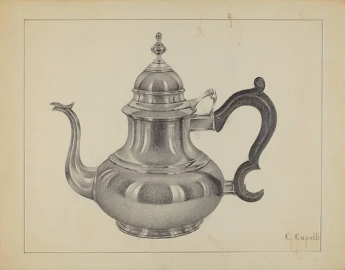 Silver Teapot by Giacinto Capelli, index of american design, 1936