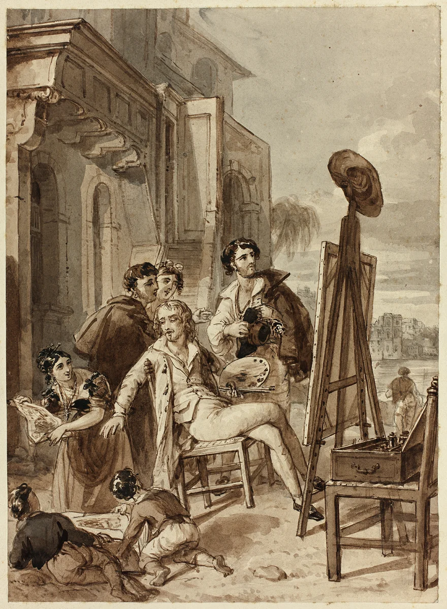 Artists and Amateurs by John Partridge, drawing, 1832