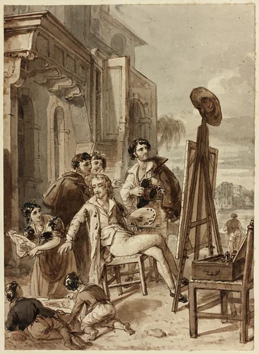 Artists and Amateurs by John Partridge, drawing, 1832