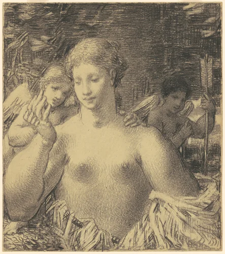 Nude with Cherubim by William Perkins Babcock, drawing, 1860-1879