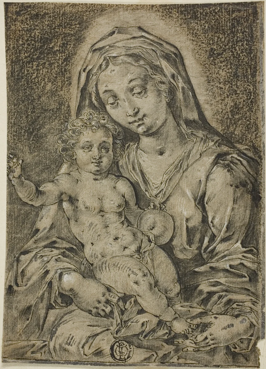 Madonna and Child by Jan Gossart, drawing, 1500-1599