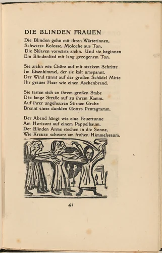 Die Blinden Frauen (The Blind Women) (in-text plate) from mock-up of Georg Heym: Umbra Vitae (Georg Heym: Shadow of Life) by Ernst Ludwig Kirchner, volume, 1912-1922
