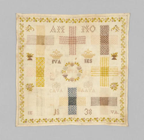 Embroidered darning sampler by Werk- en Leerschool, textile, 1838