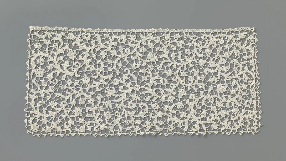 Jabot van naaldkant met spiraalranken by anonymous, other, 1675-1699