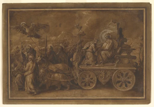 Allegory of the Triumph of the Church by Jan van der Straet, drawing, 1535-1605