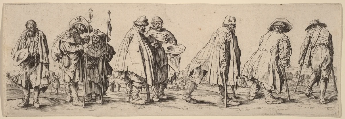 Eight Beggars by Wenceslaus Hollar, print, 1630