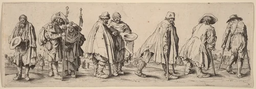 Eight Beggars by Wenceslaus Hollar, print, 1630