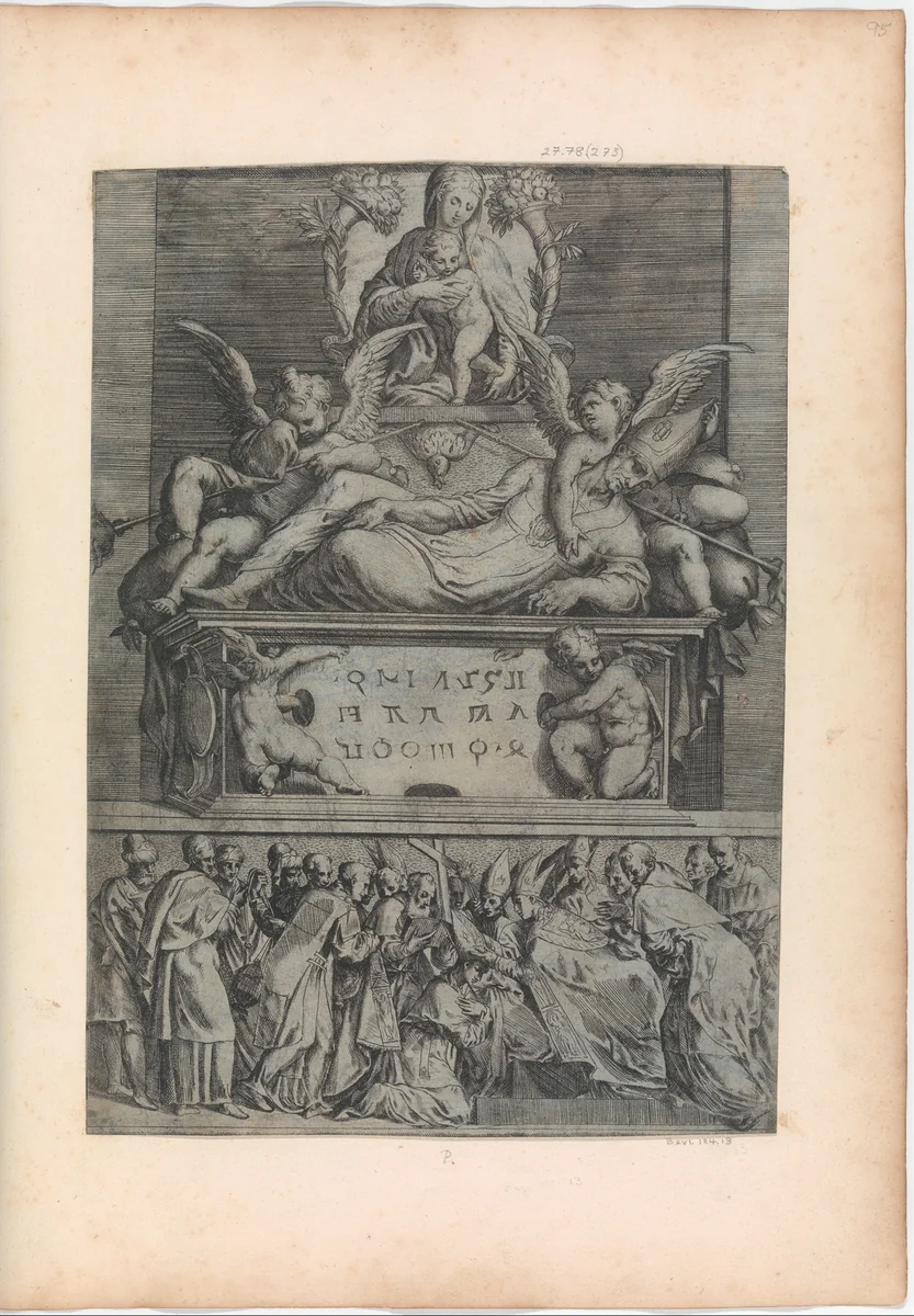 Tomb of a Bishop by Battista Angolo del Moro, print, 1550-1600