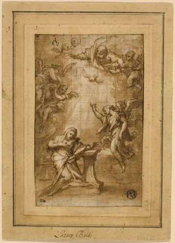 Study for the Annunciation by Lazzaro Baldi, drawing, 1642-1703