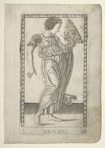 Logic (from the Tarocchi, series C: Liberal Arts, #22) by Master of the E-Series Tarocchi, print, 1457-1467