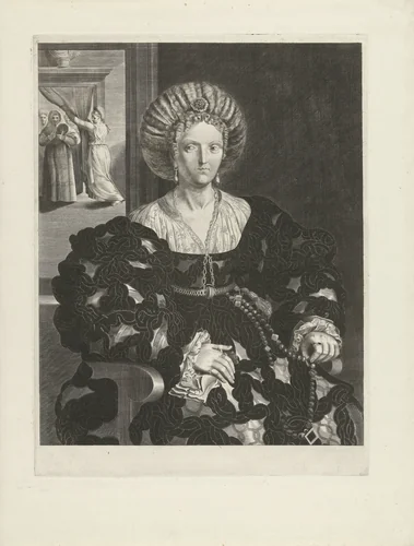 Portret van Margaret Paleologa by Pieter Holsteyn, print, 1660-1671