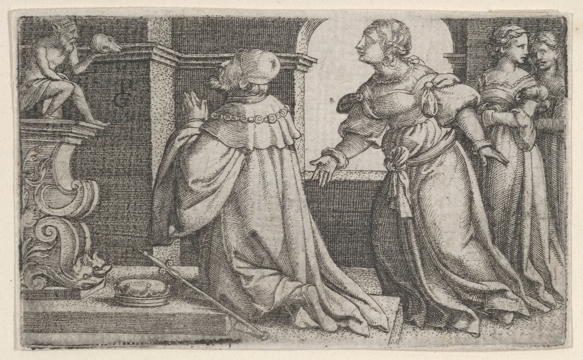 Solomon Worshipping Idols by Georg Pencz, print, 1526-1536