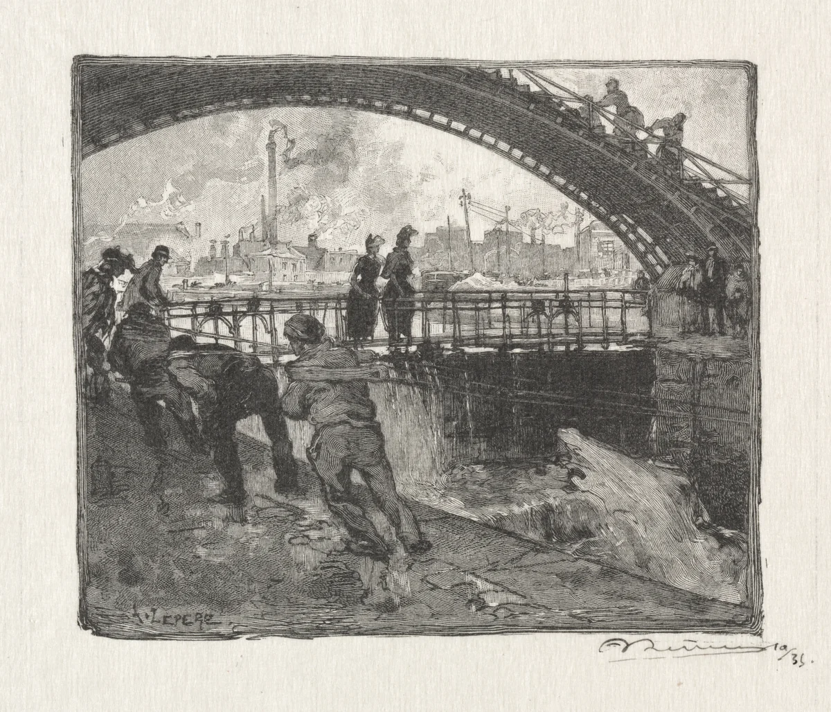 L'Ecluse du Canal St. Martin by Auguste Louis Lepère, print, 1890