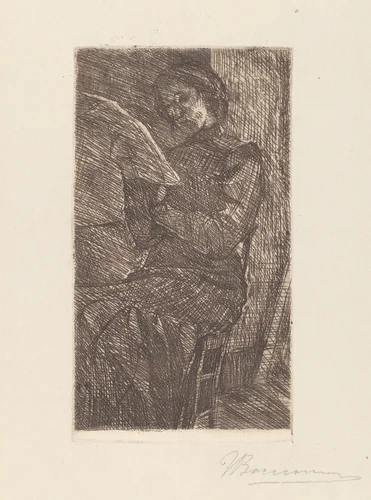 Woman Reading [Donna che legge] by Umberto Boccioni, print, 1910