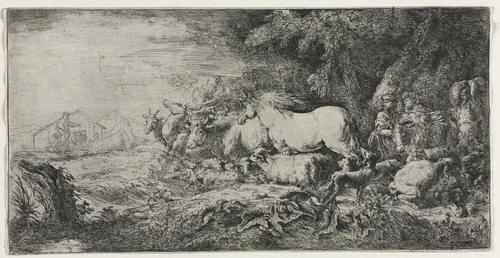 Noah and the Animals Entering the Ark by Giovanni Benedetto Castiglione, print, 1650-1655