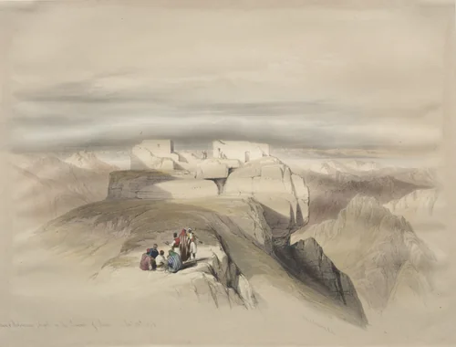 Christian and Mahomedan Chapels on the Summit of Sinai by David Roberts, print, 1839