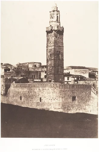 Jérusalem, Minaret de l'ancienne mosquée d'Abd-es-Samed by Auguste Salzmann, photograph, 1854-1859