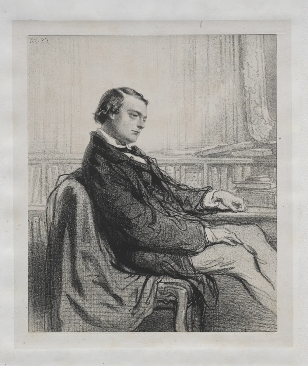 Gentlemen of the Press: Théodore de Banville by Paul Gavarni, print, 1853
