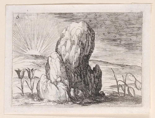 Les Tulipes et le Soleil (The Tulips and the Sun), plate 6 from "Lux Claustri ou La Lumière du Cloitre" (The Light of the Cloisters) by Jacques Callot, print, 1621-1635