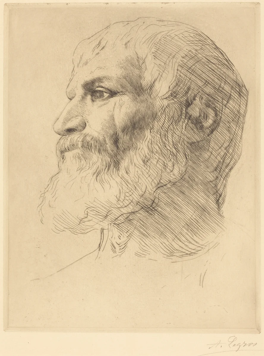 Head of Souliote (Tete de Souliote) by Alphonse Legros, print, 1837-1911