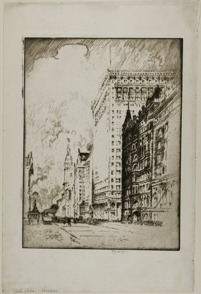The Lion, Chicago by Joseph Pennell, print, 1910