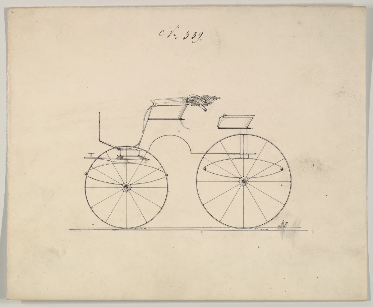 Design for Top Wagon/Game Wagon, no. 339 by Brewster & Co., drawing, 1850-1874