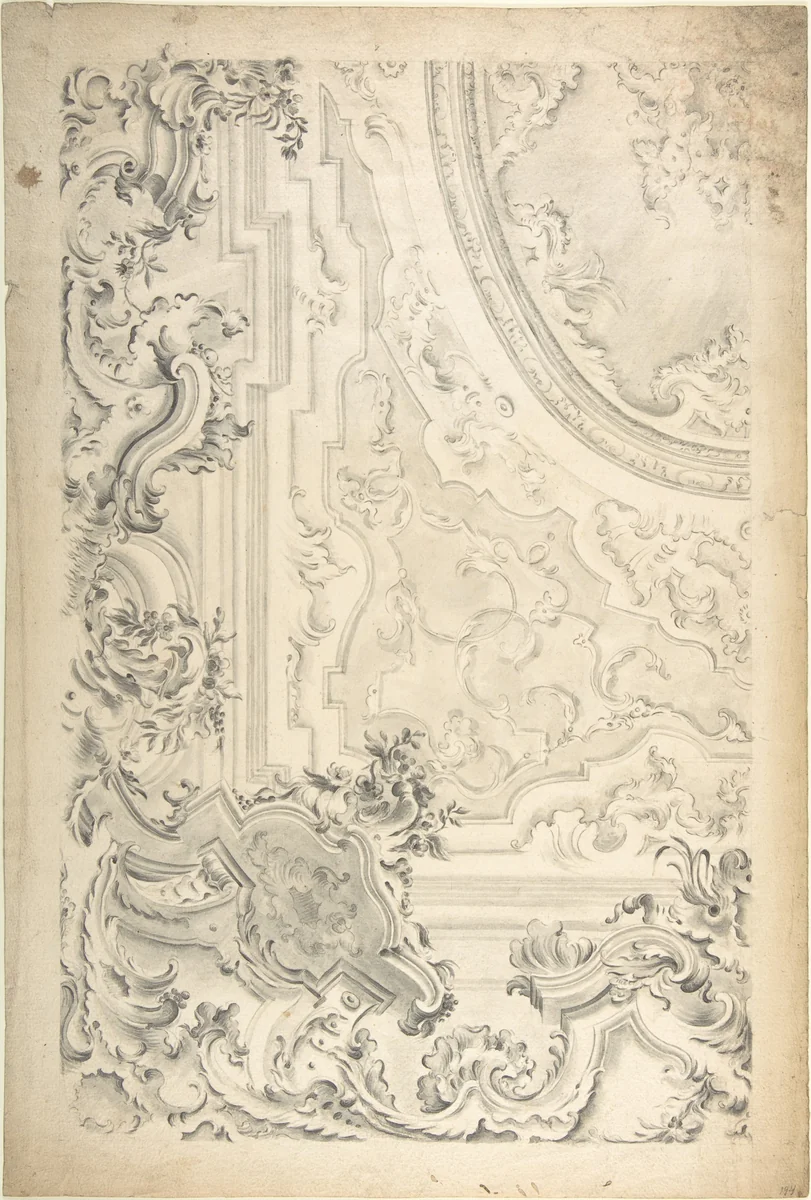 Design for a Ceiling with Cove Showing by anonymous, drawing, 1700-1780