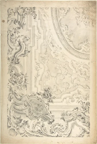 Design for a Ceiling with Cove Showing by anonymous, drawing, 1700-1780