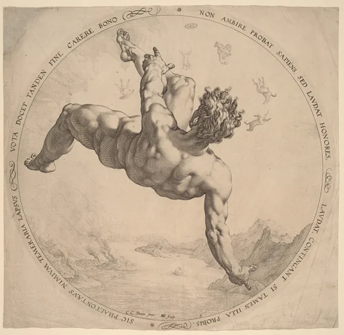 Phaeton by Hendrick Goltzius; Cornelis Cornelisz van Haarlem, print, 1588