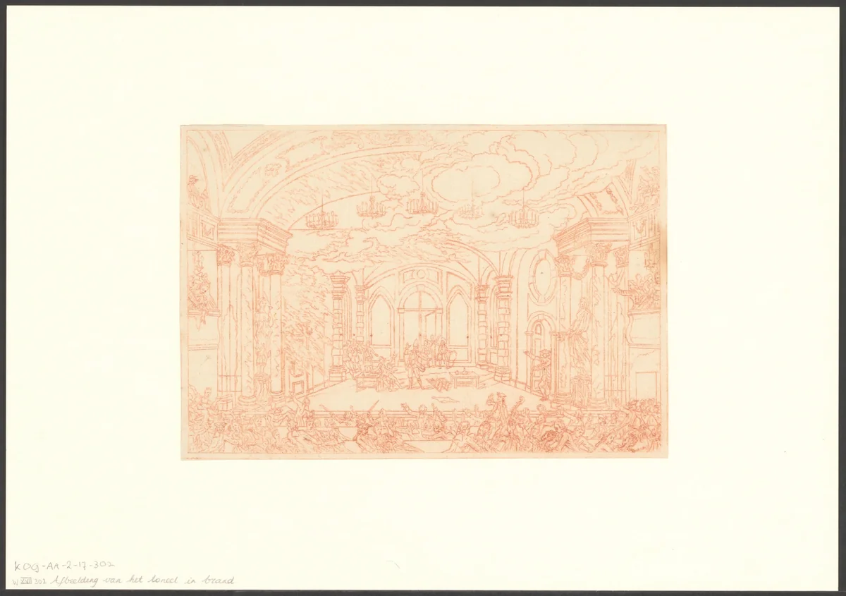 Brand in de Schouwburg van Van Campen by Simon Fokke, drawing, 1772