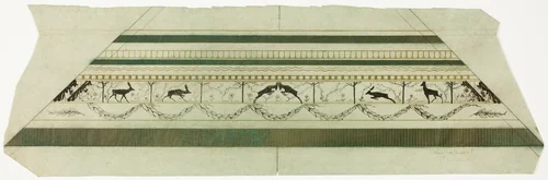 Stag and Flower Pattern Frame (bottom frame section) by Theodore Roussel, print, 1897-1899